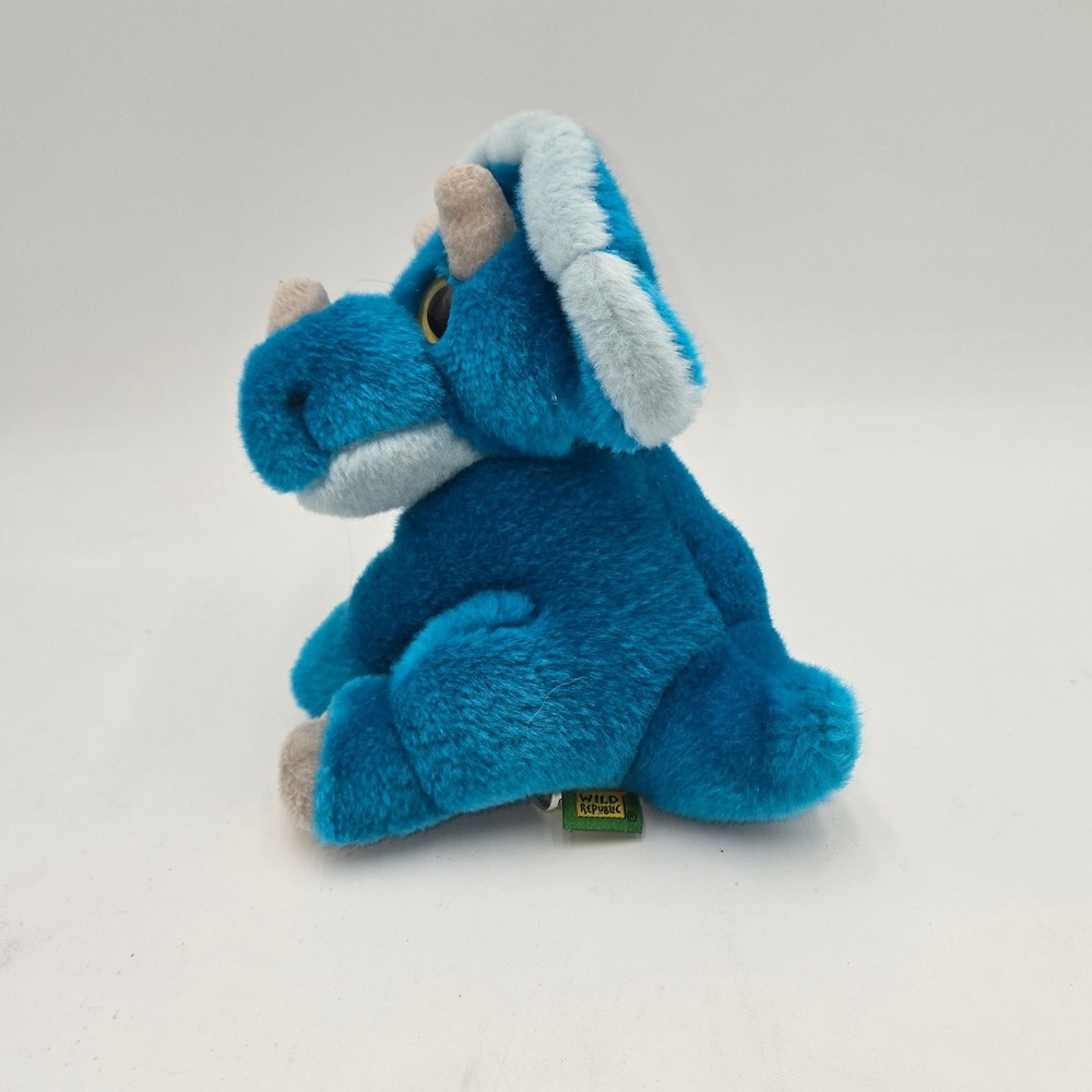 Wild Republic‎ Blue Triceratops Plush Dinosaur Stuffed Animal 2016 KM Intl - Picture 2 of 12